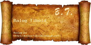 Balog Tibold névjegykártya